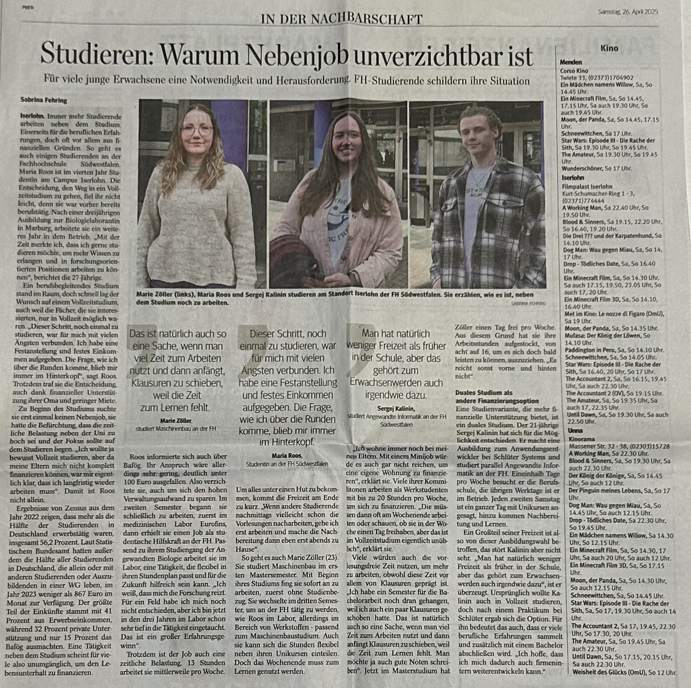 Zeitungsartikel über den Werdegang von Sergej Kalinin